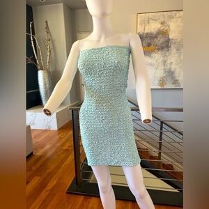 Petersyn Nora Textured Smock Tube Mini Dress in Aqua